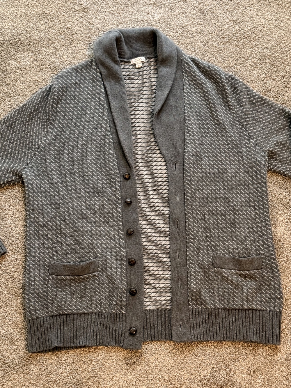 Merona Gray Shawl-Collar Men’s Button Cardigan